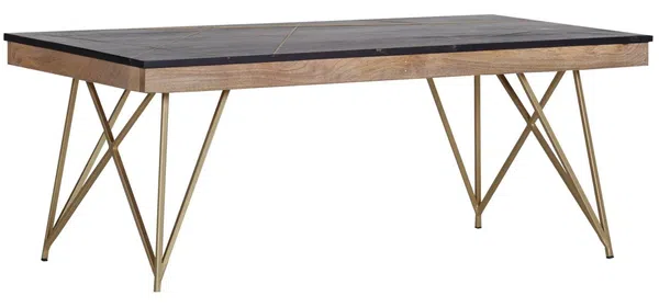 Landscape 'LENNON' Couchtisch mit Messingapplikationen, Massivholz Mango, 120 x 46 x 60 cm, schwarz lackiert