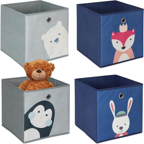 Relaxdays Kinder Aufbewahrungsboxen im 4er Set