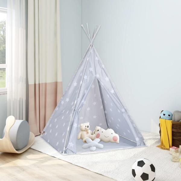 Kinder Tipi-Zelt mit Tasche Polyester Grau 115 x 115 x 160 cm