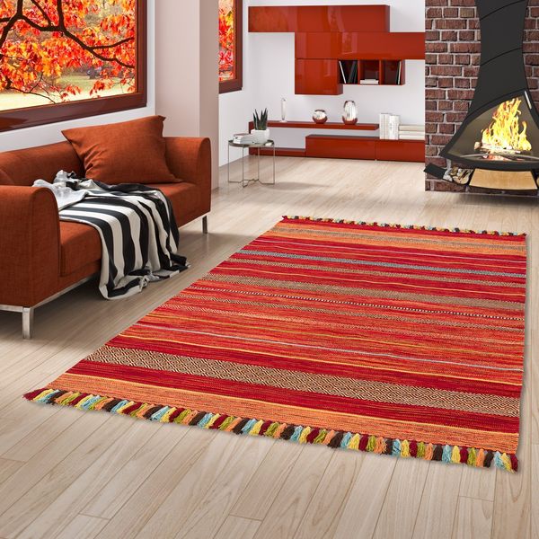 Pergamon Wollteppich Natur Teppich Kelim Kalleen, Rechteckig, Höhe: 8 mm