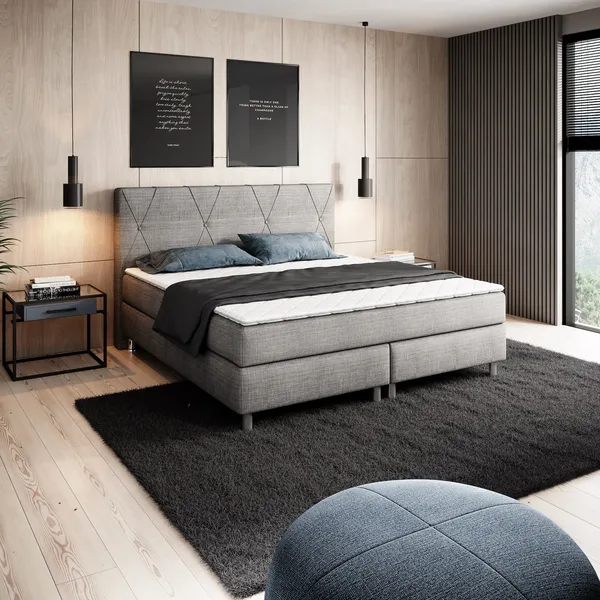 Inter 'Tokio' Boxspringbett, 180x200 cm, Webstoff Anthrazit