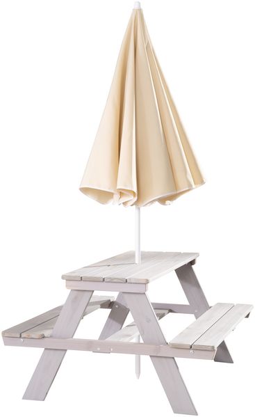 roba Kindersitzgruppe 'Outdoor+' - wetterfeste Sitzgarnitur 'Picknick for 4' - inkl. Sonnenschirm - Grau Bild 2