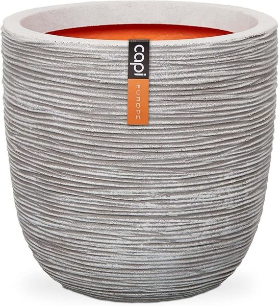 Capi Blumentopf Nature Rib Oval 35 x 34 cm Elfenbeinfarben 424239