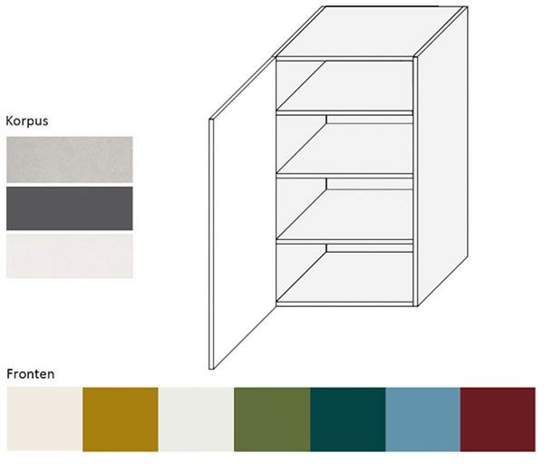 XL Küchenhängeschrank Rimini 50x96cm 1-türig matt Farbe: RAL 1027 currygelb matt / weiß RI-W4/50