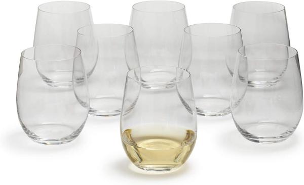 Riedel O Kauf 8 Zahl 6, 8 x Viognier / Chardonnay, Weißweinglas, Weinglas, hochwertiges Glas, 320 ml, 5414/85