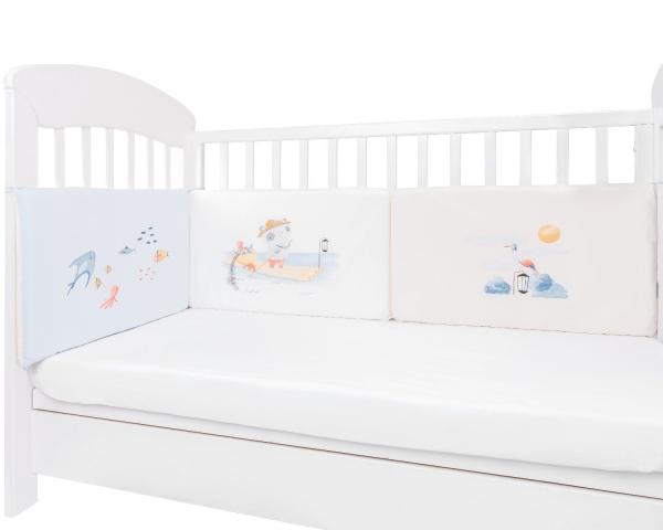 Kikkaboo Nestchen my Home Babybett 140 x 70 cm Bettumrandung 210 cm Baumwolle blau