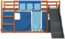 vidaXL Etagenbett mit Rutsche und Gardinen Blau 90x200 cm 3284114 Bild 6
