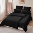 Bettwäsche 135x200 Schwarz 4tlg. Mikrofaser Kissenbezüge 80x80 Weich & Bügelfrei Bild 4
