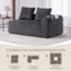 Flieks 2-Sitzer Sofa, 2-Personen Cord-Sofa mit Rückenkissen, Seitentasche und Getränkehalter, Dunkelgrau Bild 7
