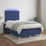 vidaXL Boxspringbett mit Matratze & LED Blau 120x200 cm Stoff, Härtegrad: H2 [3135347] Bild 1