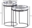 Beistelltisch 2er Set Rund Silber Schwarz Metall Hammerschlag abnehmbares Tablett Modern Bild 6