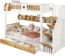 Merax 90x200cm Etagenbett mit Treppe, Reichlich Stauraum, Rahmen aus Kiefernholz und MDF, Kinderbett mit 4 Schließfächer in der Treppe, mit Fallschutzgitter und 2 Schubladen, Offenes Regal, Weiß+Natur Bild 10
