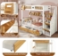 Merax 90x200cm Etagenbett mit Treppe, Reichlich Stauraum, Rahmen aus Kiefernholz und MDF, Kinderbett mit 4 Schließfächer in der Treppe, mit Fallschutzgitter und 2 Schubladen, Offenes Regal, Weiß+Natur Bild 6