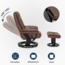 M MCombo Relaxsessel mit Liegefunktion, Lesesessel, 360° Drehbarer Fernsehsessel, mit Hocker, mit Kissen & Seitentasche, 9099 (Braun-Mikrofaser) Bild 4