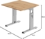 bümö höhenverstellbarer Schreibtisch O-Serie 80x80 cm in Asteiche, Gestell in Silber - PC Tisch klein für's Büro manuell höhenverstellbar, Computertisch verstellbar, OS-08-R-S Bild 2