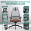 COLAMY Ergonomischer Bürostuhl, Mesh Stuhl mit hoher Rückenlehne, Computer Chefsessel mit Lendenwirbelstütze, verstellbare Kopfstütze und 4D Armlehnen, Schiebesitz, Koralle & Grau Bild 6