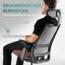 COLAMY Ergonomischer Bürostuhl, Mesh Stuhl mit hoher Rückenlehne, Computer Chefsessel mit Lendenwirbelstütze, verstellbare Kopfstütze und 4D Armlehnen, Schiebesitz, Koralle & Grau Bild 8