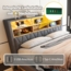 Merax Polsterbett Doppelbett 180×200 mit hydraulischem Stauraum APP-gesteuertes LED-Lichtband USB-Ladeanschluss Metall-Lattenrost, Leinenpolsterung, Grau Bild 5