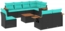 vidaXL 9-tlg. Garten-Sofagarnitur mit Kissen Schwarz Poly Rattan 3227009 Bild 1