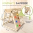 Juskys Mini Klettergerüst mit Rutsche, Kletterwand, Kletternetz & Turnringe, klappbar, Holzwerkstoff natur, 105 x 100 x 100 cm Bild 6