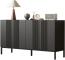 Merax Modernes Sideboard, Kommode, mit einzigartiger Linie, 4-türig, grifflose Tür, für Esszimmer, Wohnzimmer und Küche (Schwarz) Bild 10