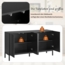 Merax Modernes Sideboard, Kommode, mit einzigartiger Linie, 4-türig, grifflose Tür, für Esszimmer, Wohnzimmer und Küche (Schwarz) Bild 7