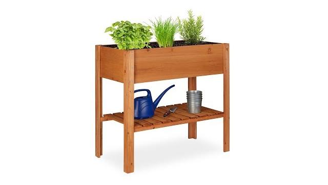 Relaxdays Hochbeet Holz hellbraun Bild 2
