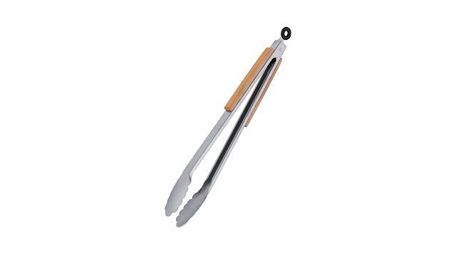Relaxdays 10 x Edelstahl Grillzange mit Holzgriff Bild 2