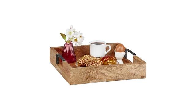 Relaxdays Tablett aus Mangoholz Bild 2