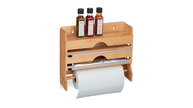 Relaxdays Wandrollenhalter aus Bambus Bild 2