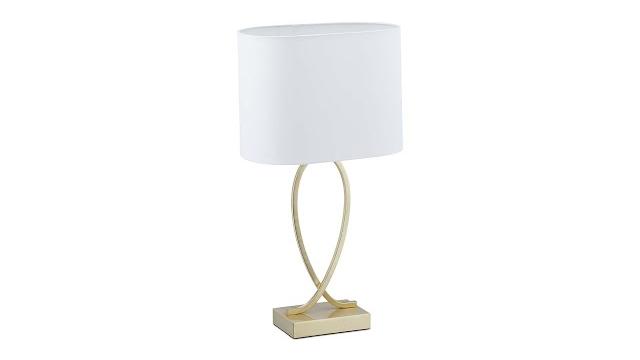 Relaxdays Goldene Tischlampe mit Stoffschirm Bild 2