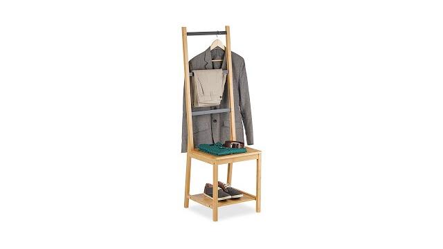 Relaxdays Herrendiener Stuhl aus Bambus Bild 2