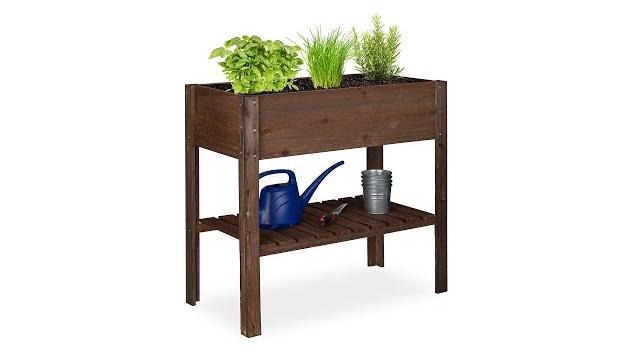 Relaxdays Hochbeet Holz dunkelbraun Bild 2