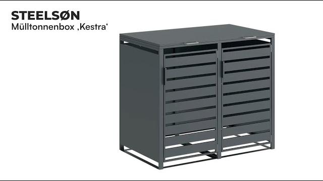 STEELSØN 'Kestra' Mülltonnenbox 4er je 120 Liter, anthrazit mit Holzoptik, Mülltonnenverkleidung aus Stahl, wetterfest, 102x62x234 cm, Müllbox für 4 Tonnen Bild 12