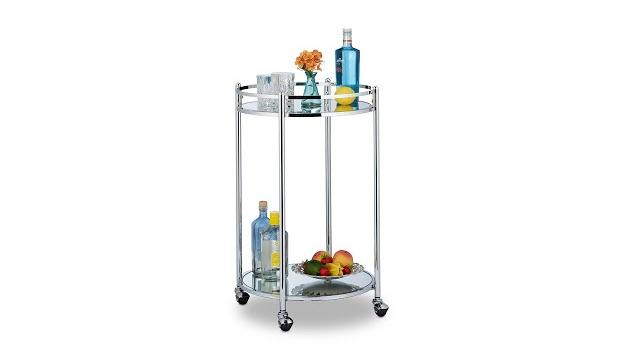 Relaxdays Servierwagen rund Silber Bild 2