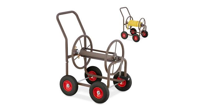 Relaxdays Brauner Schlauchwagen aus Stahl Bild 2