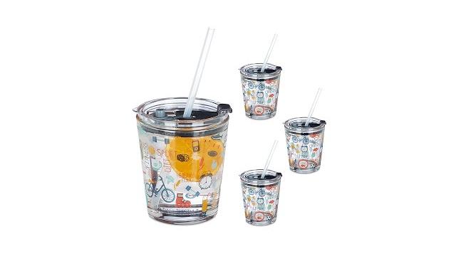 Relaxdays 4er Set Glasbecher Sport-Motiv Bild 2