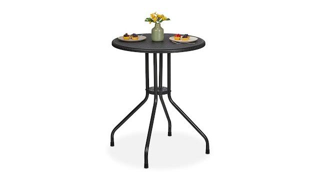 Relaxdays Runder Gartentisch in Rattanoptik Bild 2