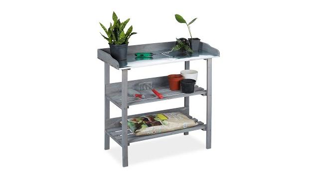 Relaxdays Pflanztisch Holz grau Bild 2