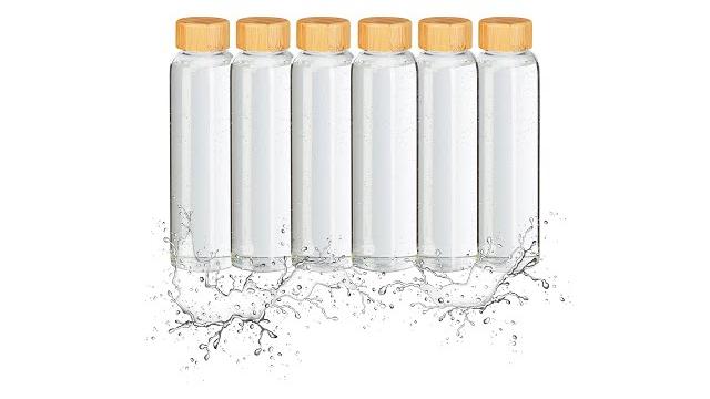 Relaxdays 6x Trinkflasche mit Bambusdeckel 500ml Bild 2
