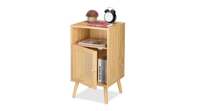 Relaxdays Nachttisch im Rattan-Design Bild 2