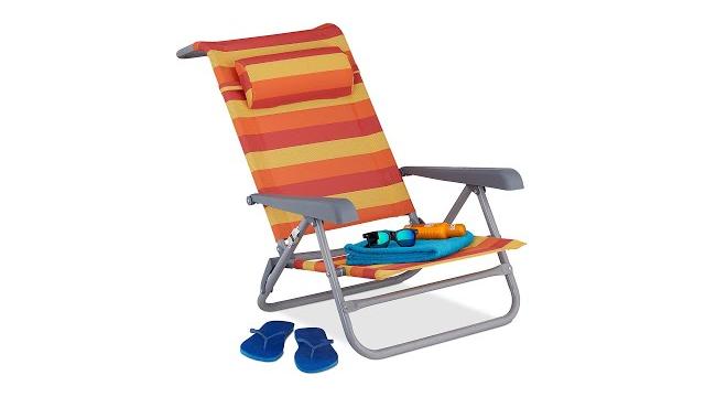 Relaxdays Klappbarer Liegestuhl mit Nackenkissen Bild 2