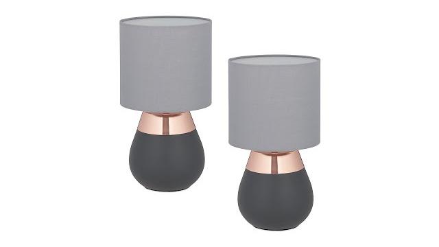 Relaxdays Tischlampe mit Stoffschirm 2er Set Bild 2