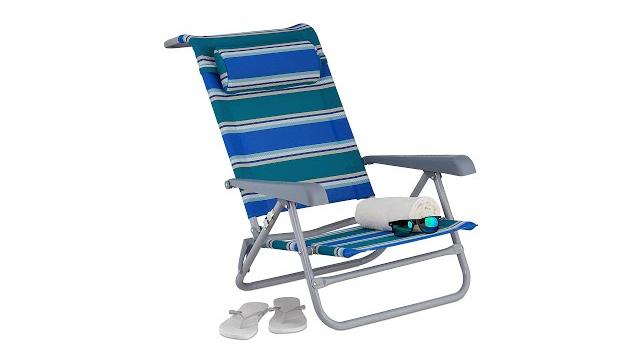 Relaxdays Klappbarer Liegestuhl mit Nackenkissen Bild 2