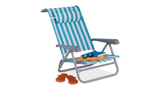 Relaxdays Klappbarer Liegestuhl mit Nackenkissen Bild 2