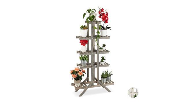 Relaxdays Blumentreppe Holz mit 5 Stufen Bild 2