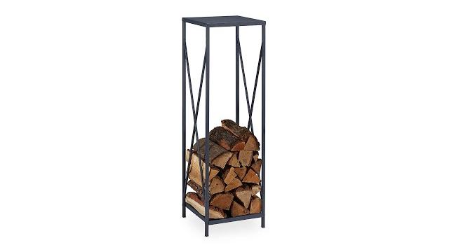 Relaxdays Graues Kaminholzregal aus Metall Bild 2