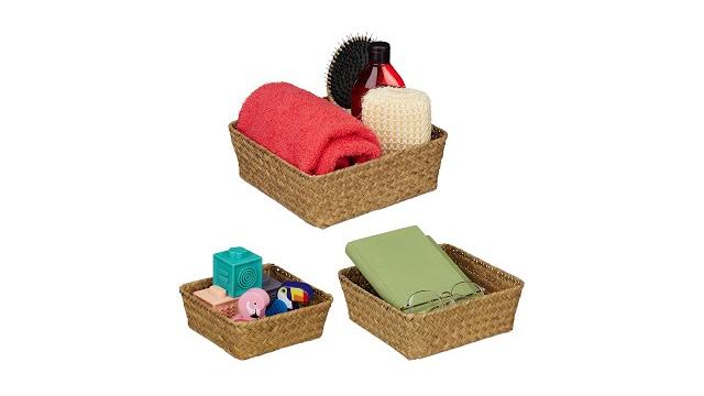 Relaxdays Aufbewahrungskorb Seegras im 3er Set Bild 2