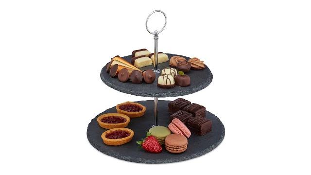 Relaxdays Etagere Schiefer 2 Etagen Bild 2