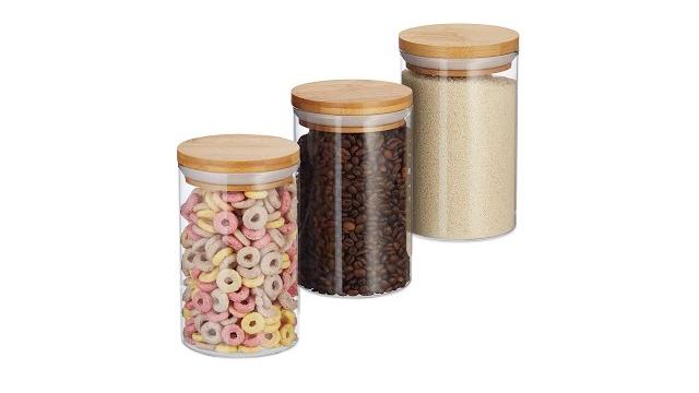 Relaxdays 3er Set Vorratsdosen aus Glas 800 ml Bild 2
